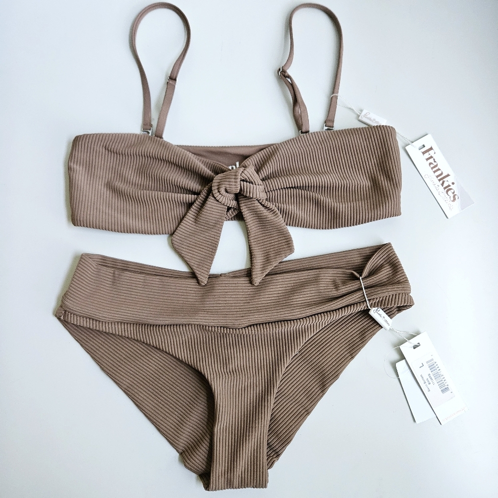 NWT Frankies Bikinis Set - Enzo top M, Gavin bottom L - Brownie